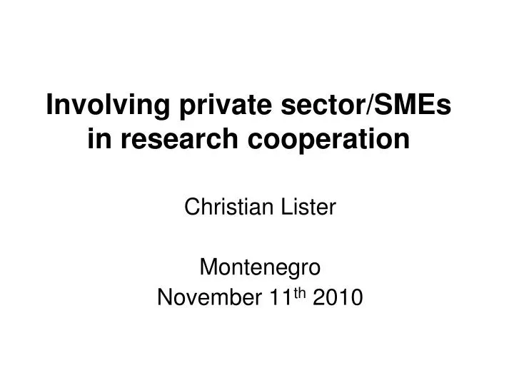 involving private sector smes in research cooperation