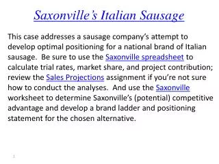 Saxonville’s Italian Sausage