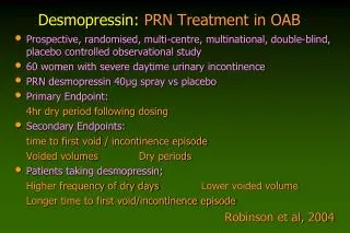 Desmopressin: PRN Treatment in OAB