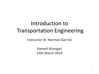 Introduction to Transportation Engineering