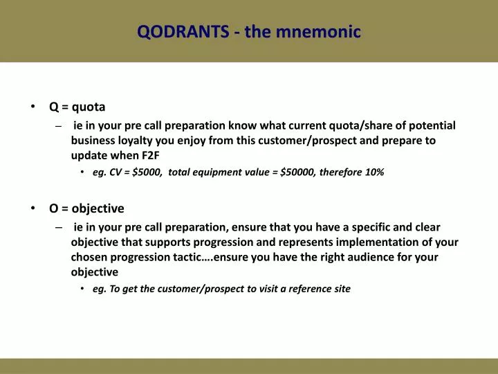 qodrants the mnemonic