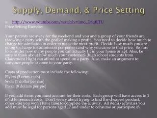 Supply, Demand, &amp; Price Setting