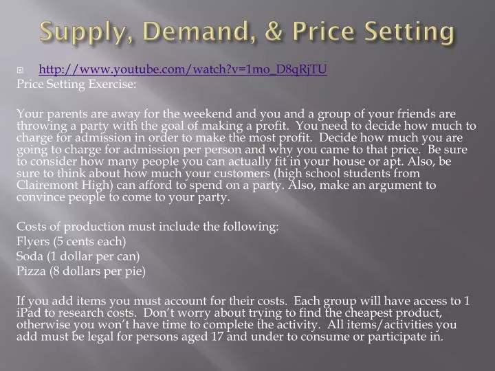 supply demand price setting