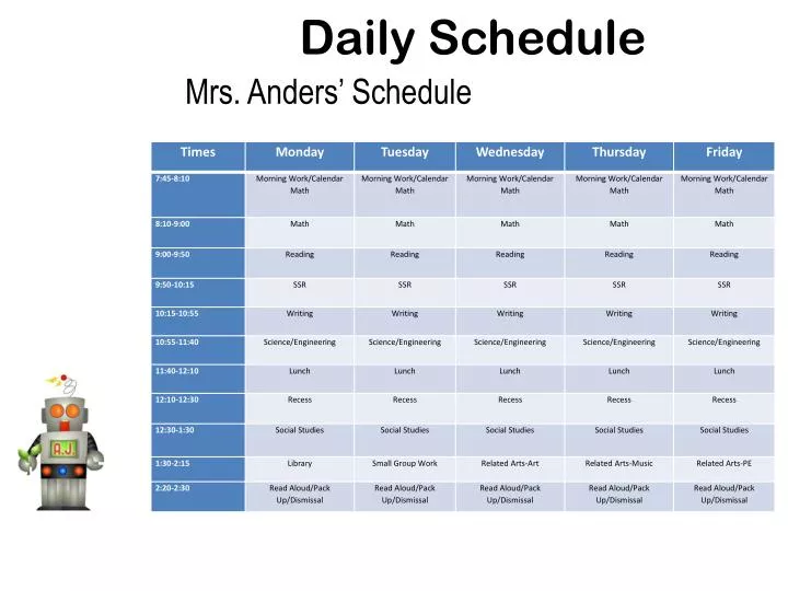 daily schedule