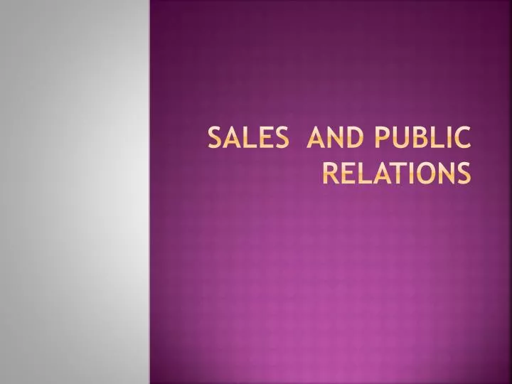 sales and public relations