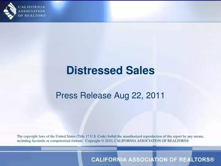 distressed sales press release aug 22 2011