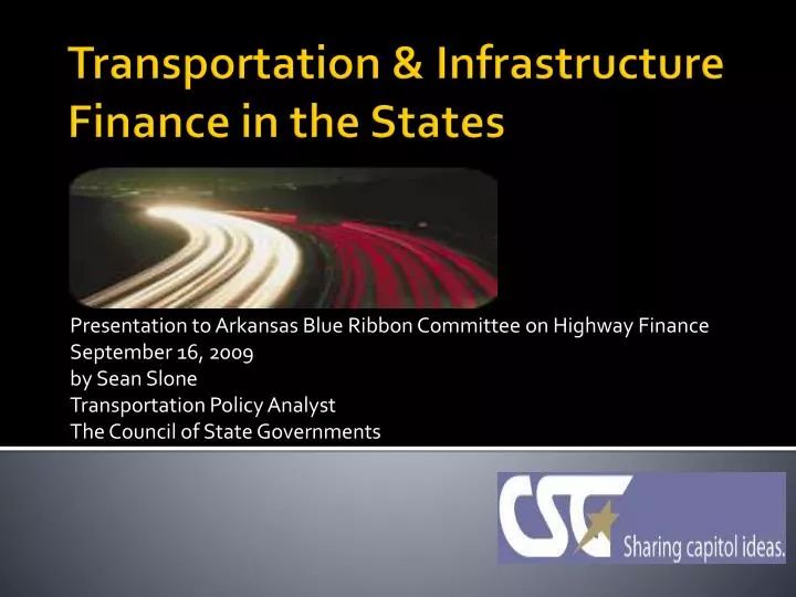 transportation infrastructure finance in the states