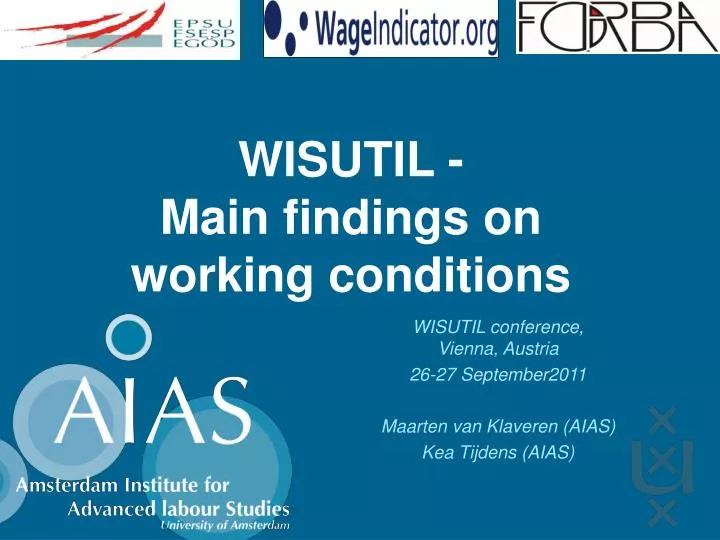 wisutil main findings on working conditions