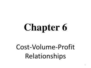 Cost-Volume-Profit Relationships