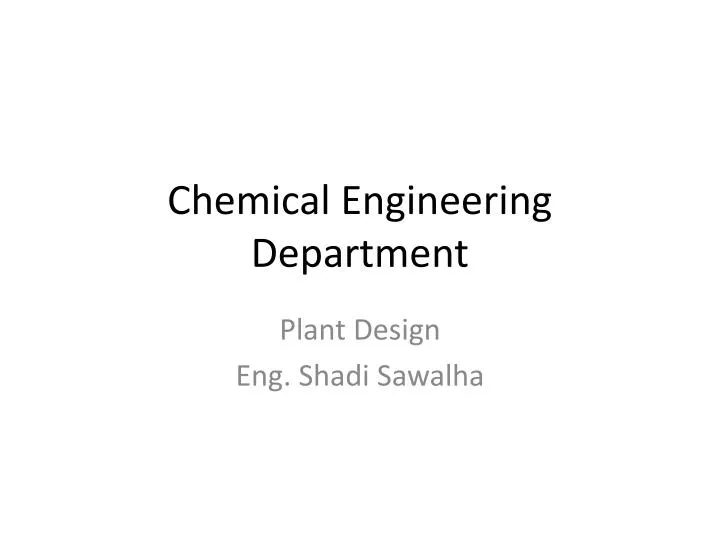 chemical engineering department