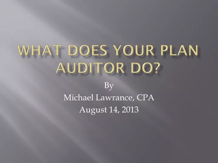 what does your plan auditor do
