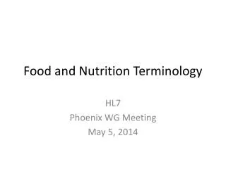 Food and Nutrition Terminology