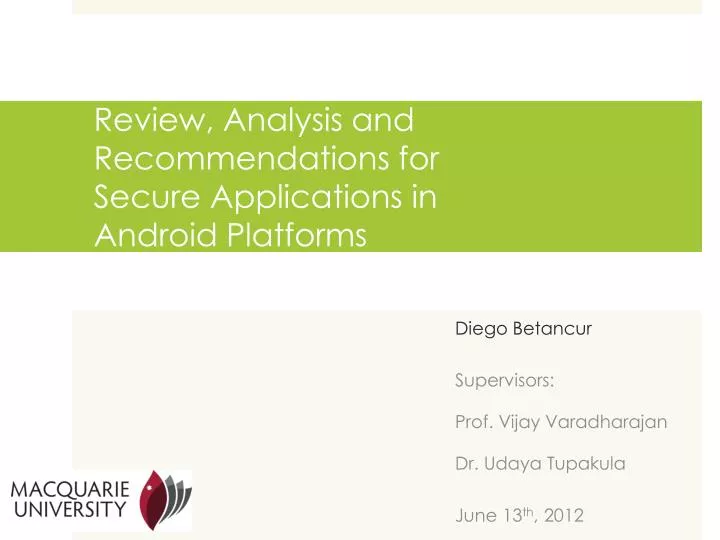 review analysis and recommendations for secure applications in android platforms