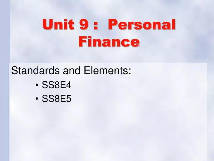 unit 9 personal finance