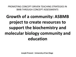 PROMOTING CONCEPT-DRIVEN TEACHING STRATEGIES IN BMB THROUGH CONCEPT ASSESSMENTS