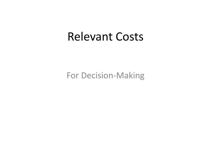 relevant costs