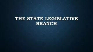 The State Legislative Branch