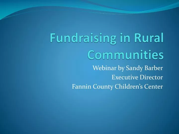 fundraising in rural communities