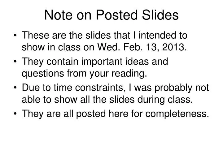 note on posted slides