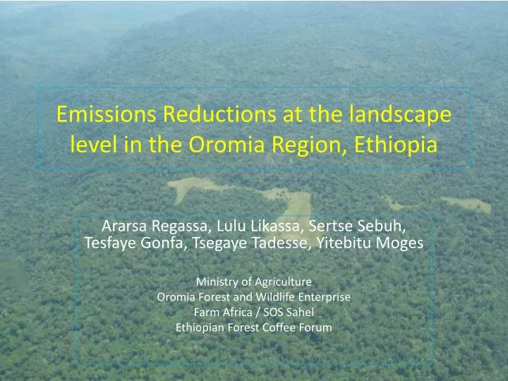 emissions reductions at the landscape level in the oromia region ethiopia