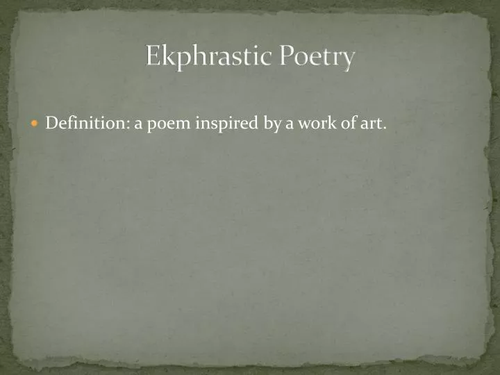 ekphrastic poetry