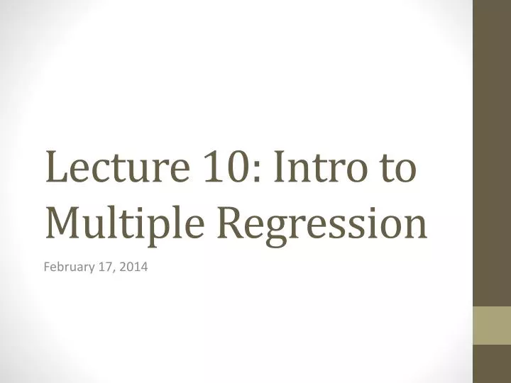 lecture 10 intro to multiple regression