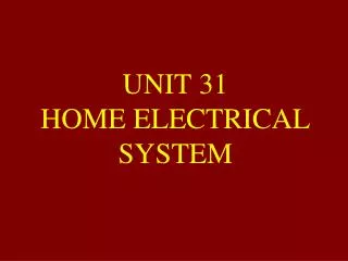 UNIT 31 HOME ELECTRICAL SYSTEM