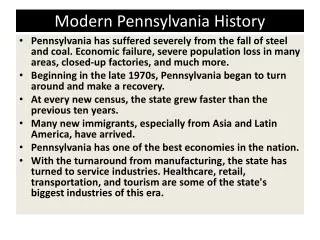 Modern Pennsylvania History