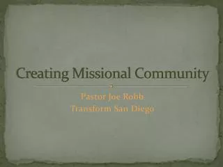 Creating Missional Community