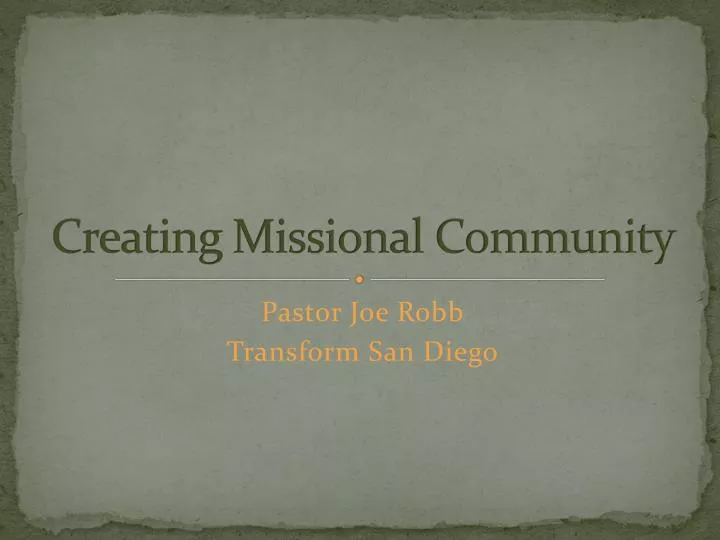 creating missional community