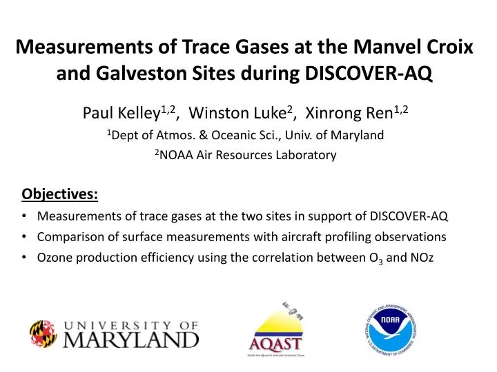 measurements of trace gases at the manvel croix and galveston sites during discover aq