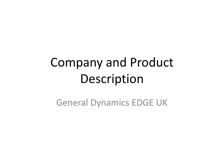 company and product d escription