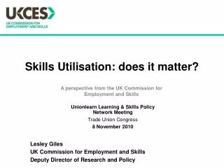 Skills Utilisation : does it matter?