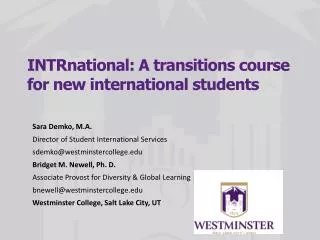 INTRnational : A transitions course for new international students