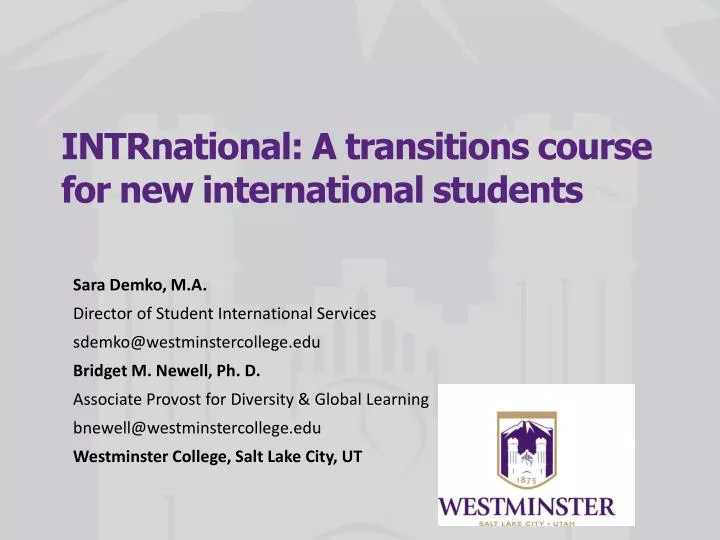 intrnational a transitions course for new international students
