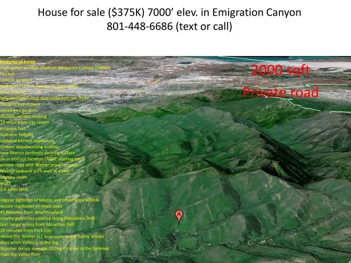 house for sale 375k 7000 elev in emigration canyon 801 448 6686 text or call