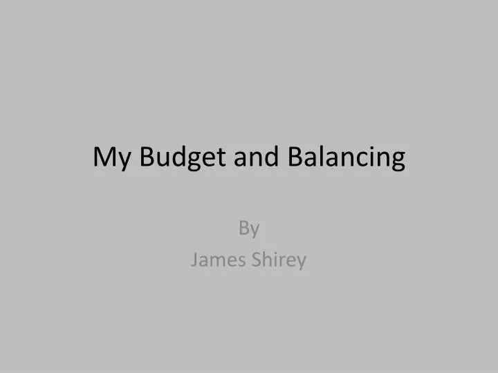 my budget and balancing