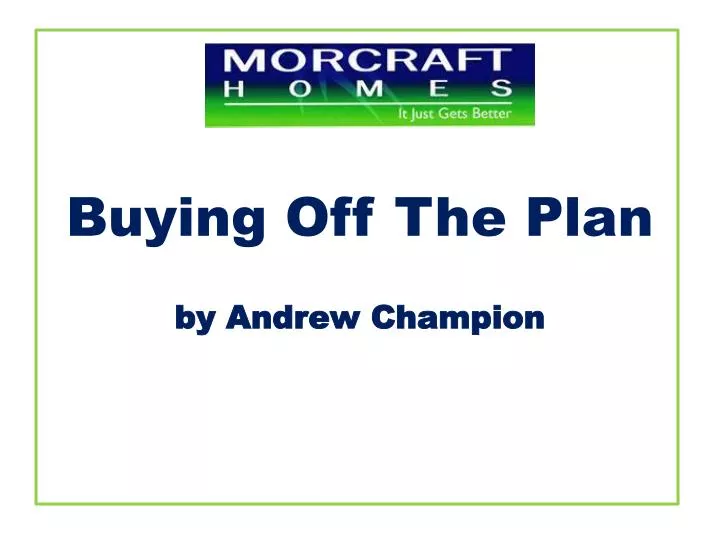 buying off the plan by andrew champion