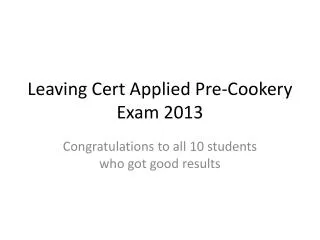 Leaving Cert Applied Pre-Cookery Exam 2013