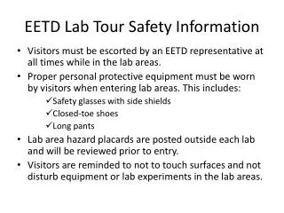 EETD Lab Tour Safety Information