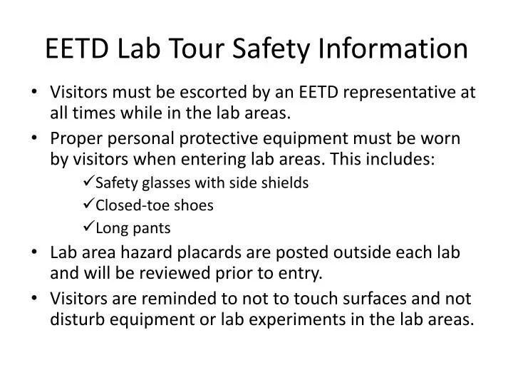 eetd lab tour safety information