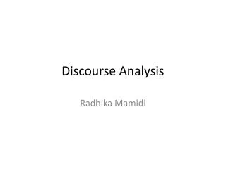 Discourse Analysis