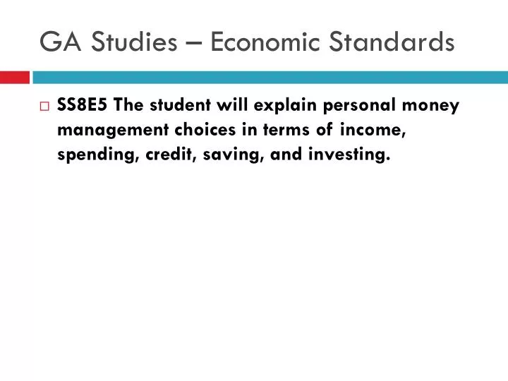 ga studies economic standards