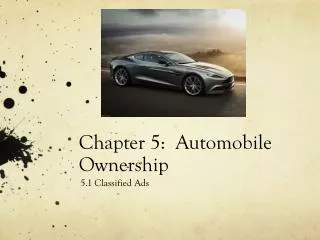 Chapter 5: Automobile Ownership