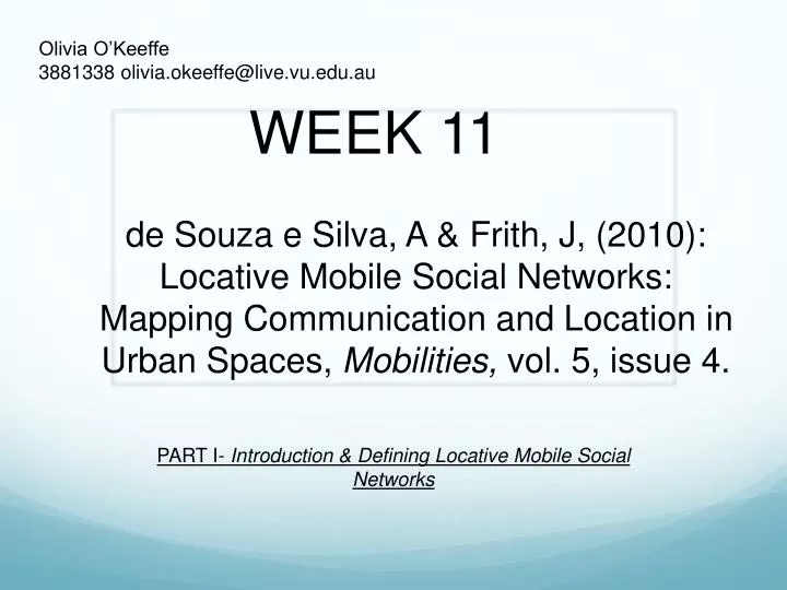 part i introduction defining locative mobile social networks