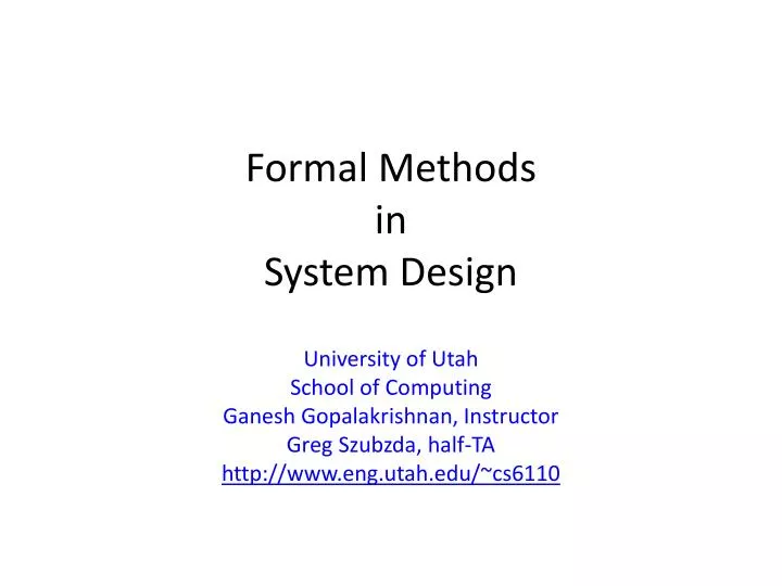 formal methods in system design