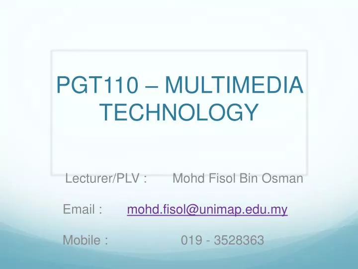 pgt110 multimedia technology