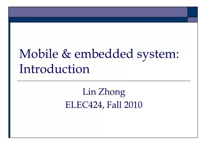 mobile embedded system introduction