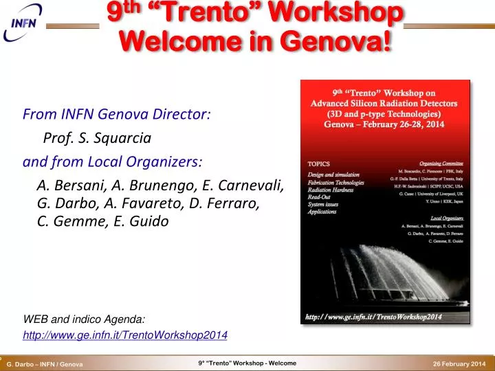 9 th trento workshop welcome in genova