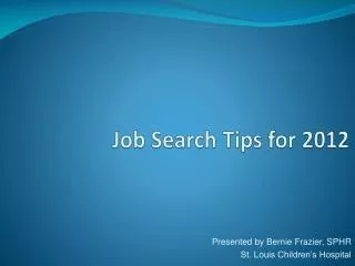 Job Search Tips for 2012